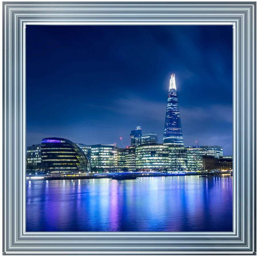 London Shard At Night - Silver Framed Picture