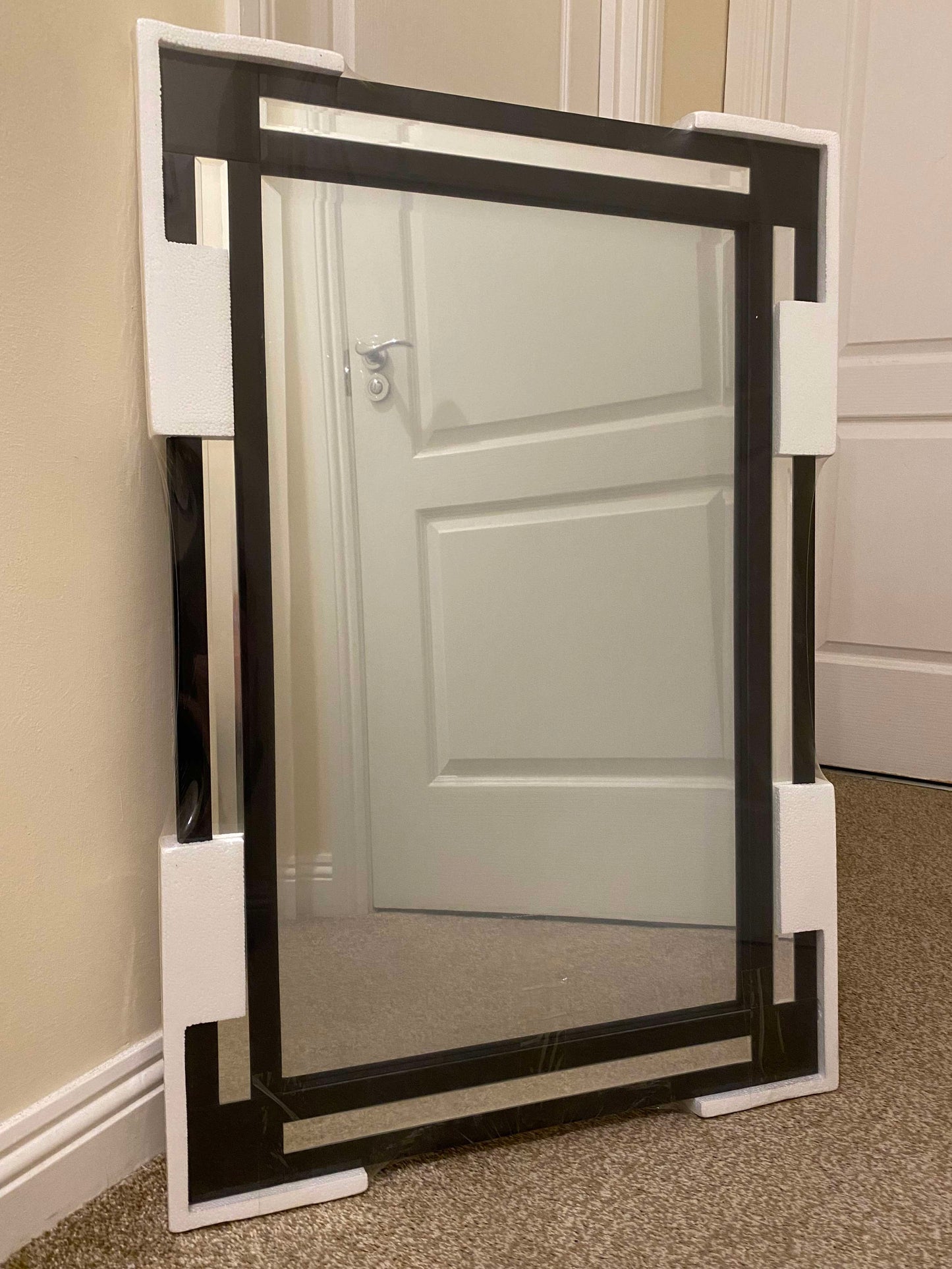Venice - Black Bevelled Edge Mirror (90 x 60cm)