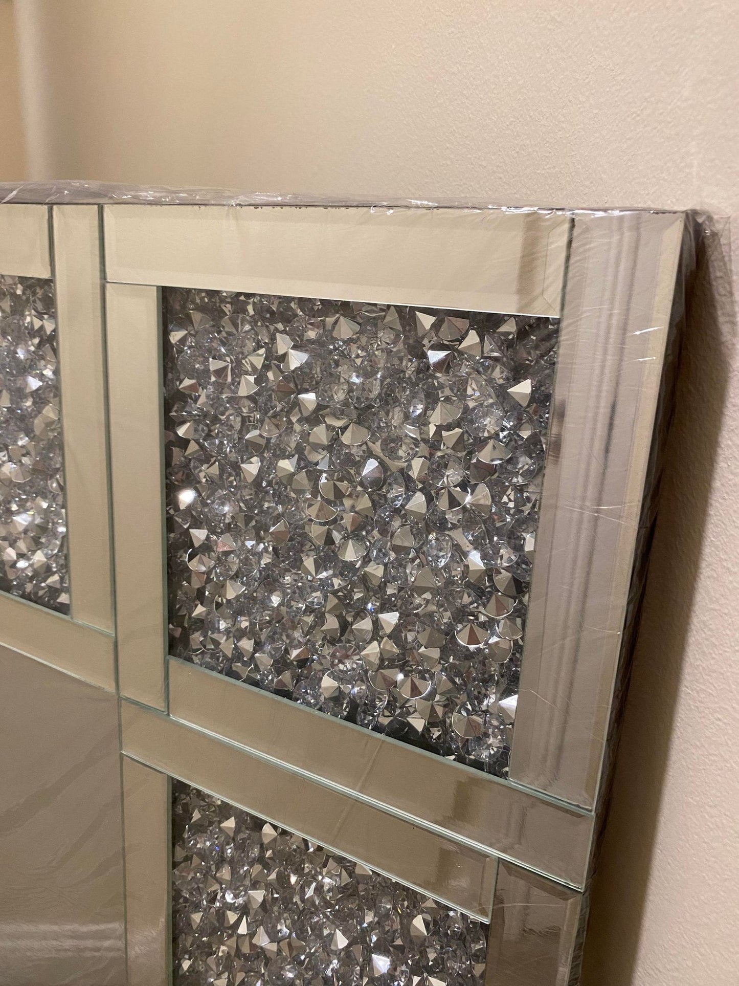 Crushed Crystal - Square Border Wall Mirror (120 x 80cm)