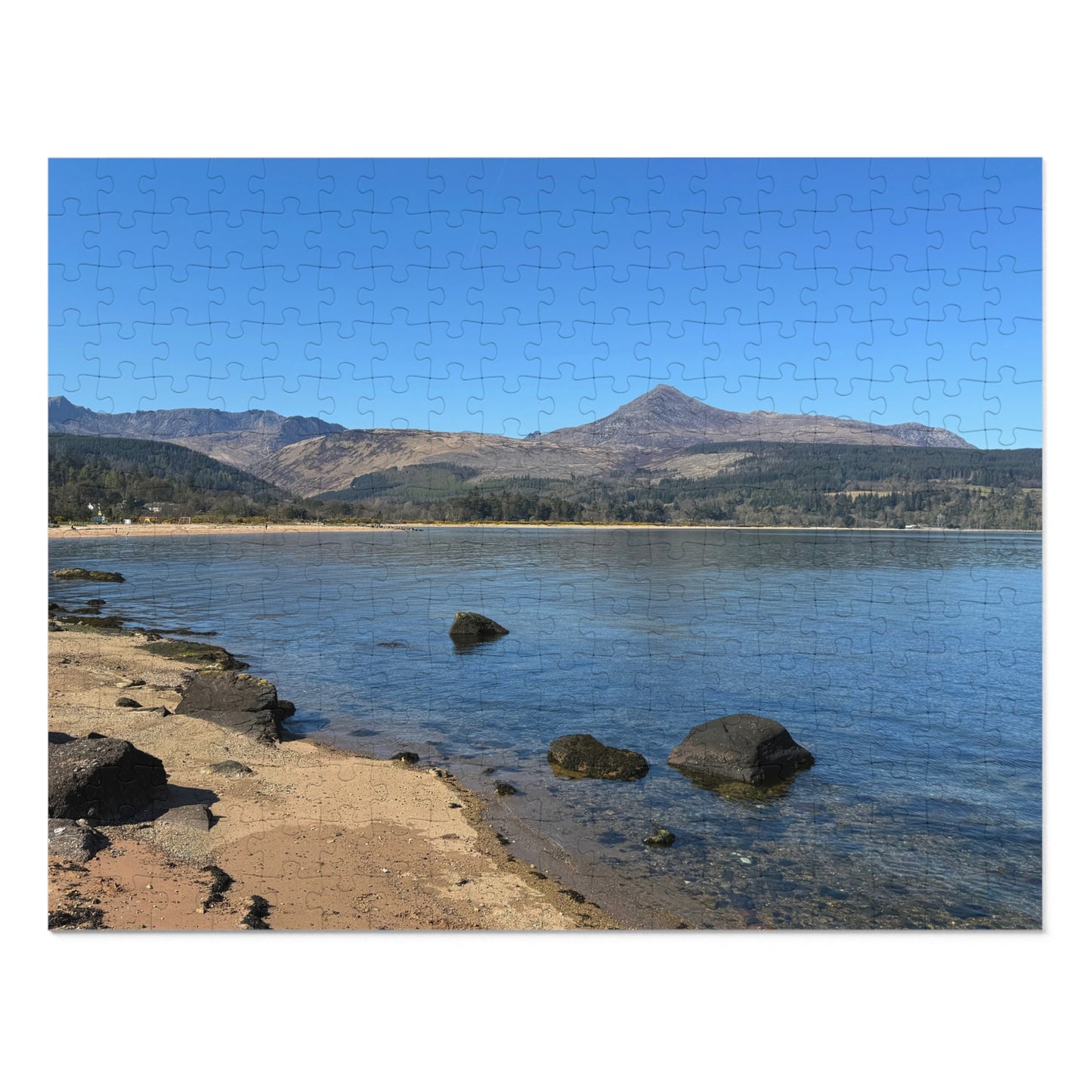 Scenic view of a lake with mountains in the background