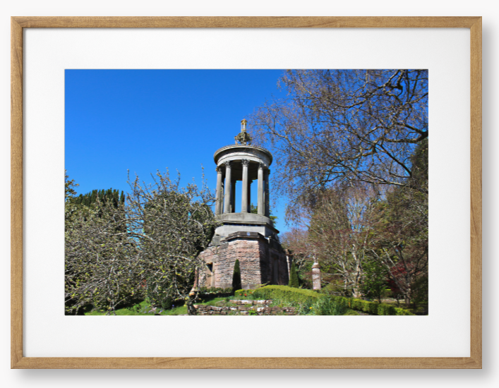 Framed Photo Of A Stone monument in a park with trees and blue sky