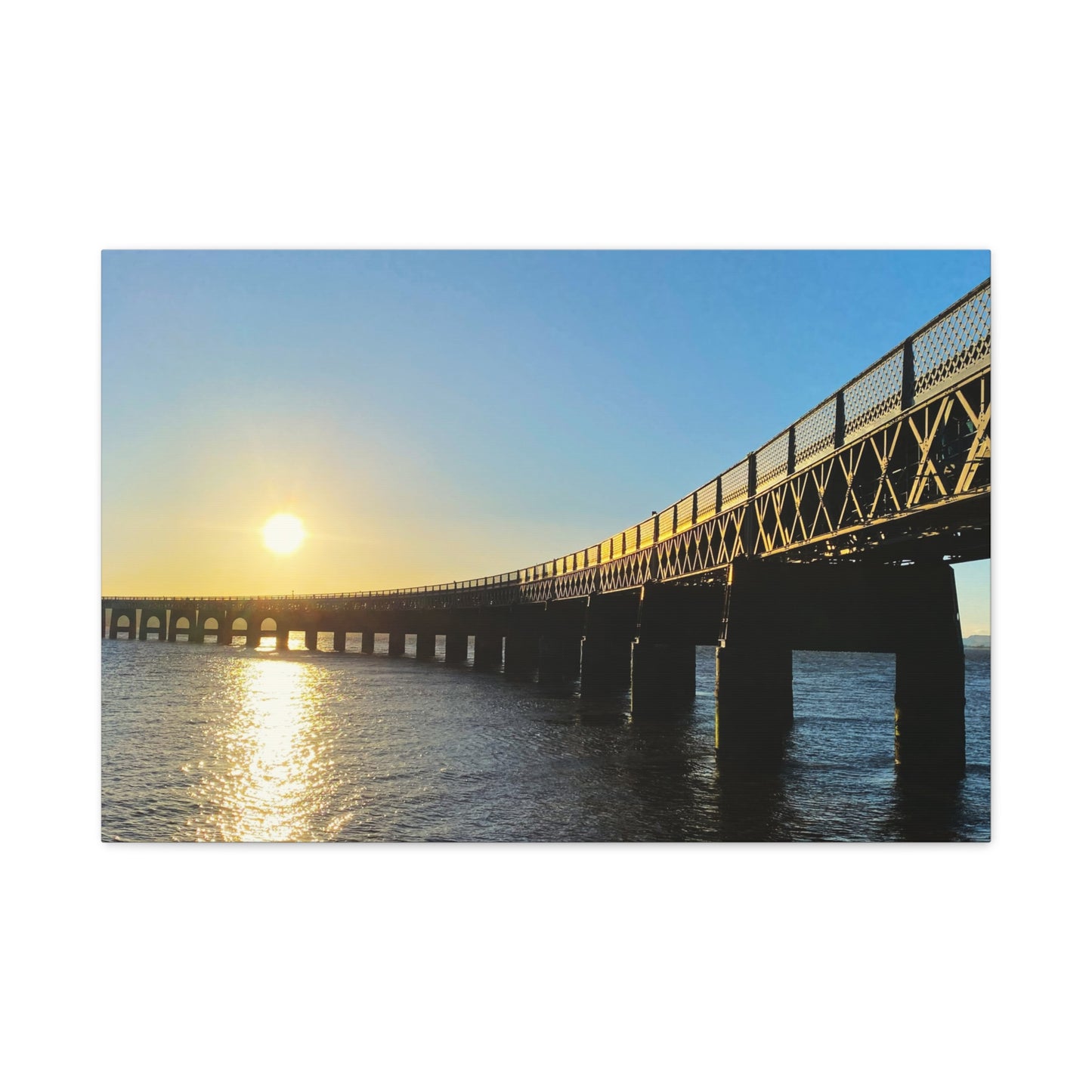 Tay Rail Bridge Sunset, Dundee - Canvas Print