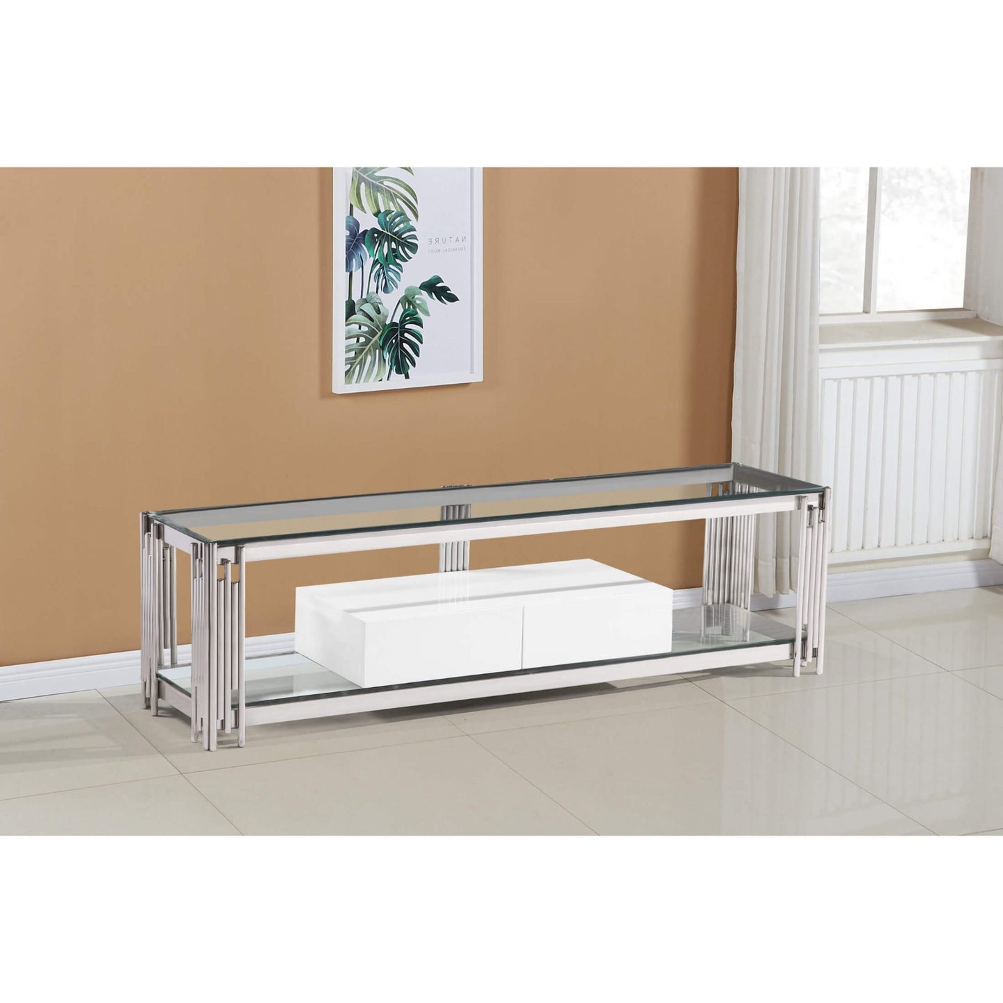Clerkenwell - Large 2 Drawer TV Unit - Clear Glass