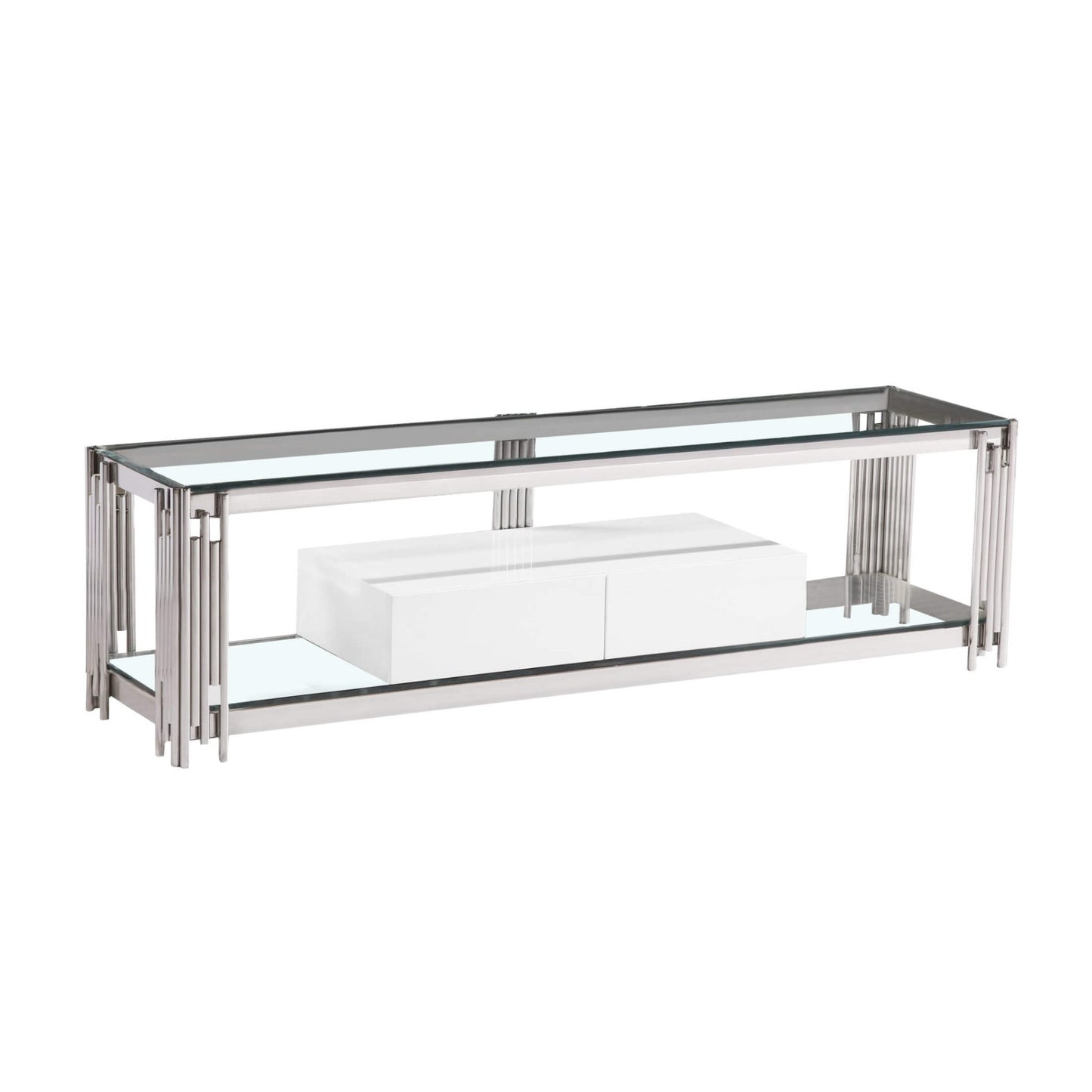 Clerkenwell - Large 2 Drawer TV Unit - Clear Glass