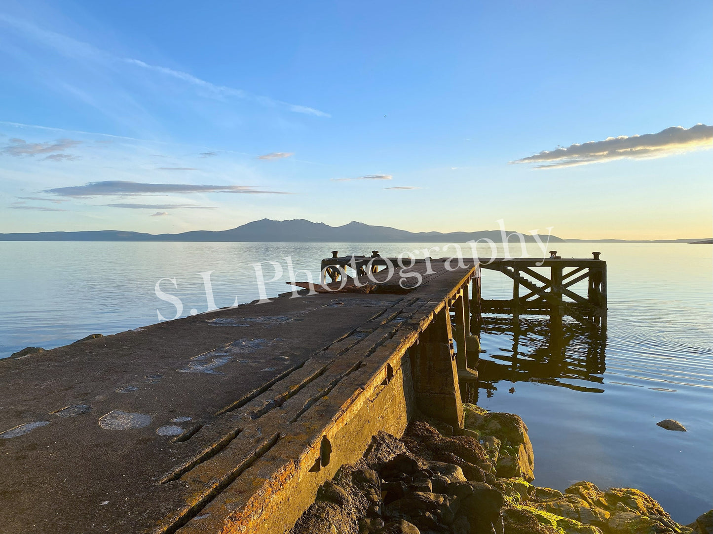 Portencross Pier With Arran View - Print