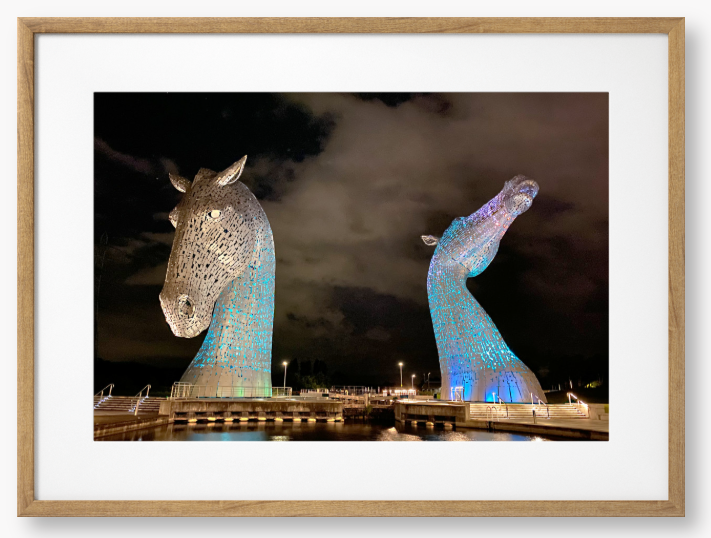 Blue Kelpies At Night - Framed Print