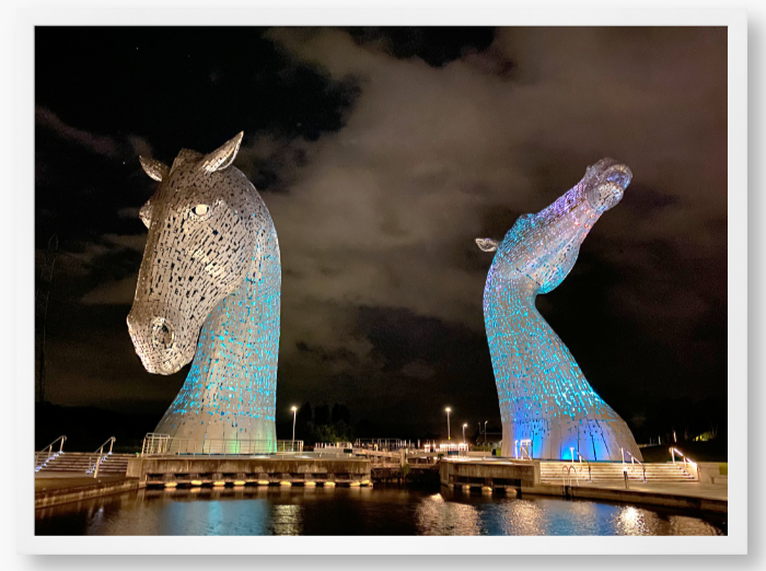 Blue Kelpies At Night - Framed Print