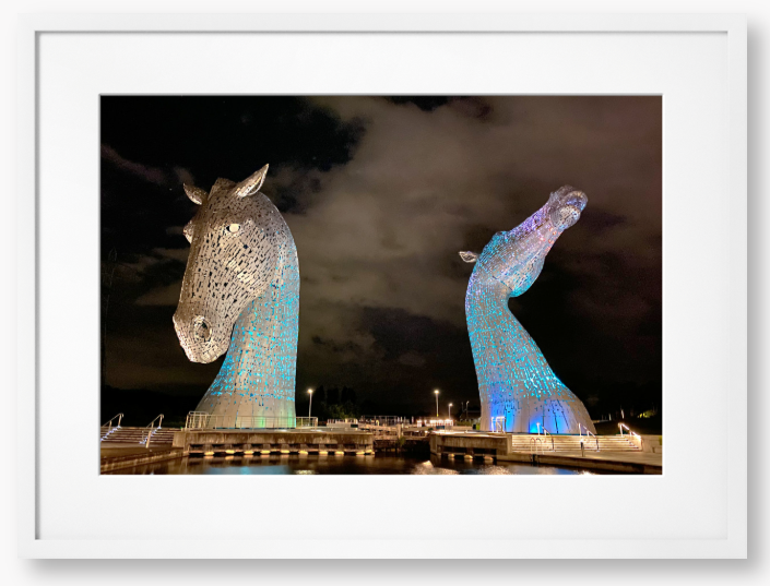 Blue Kelpies At Night - Framed Print
