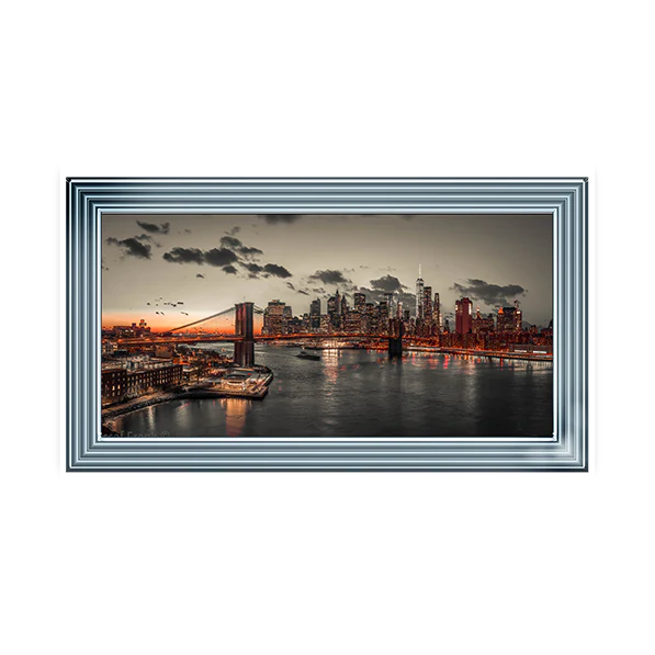 Sunset Evening View Of New York - Framed Picture