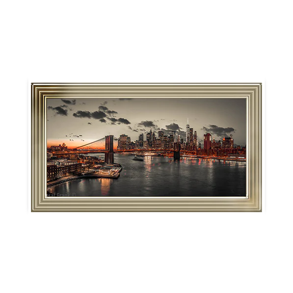 Sunset Evening View Of New York - Framed Picture