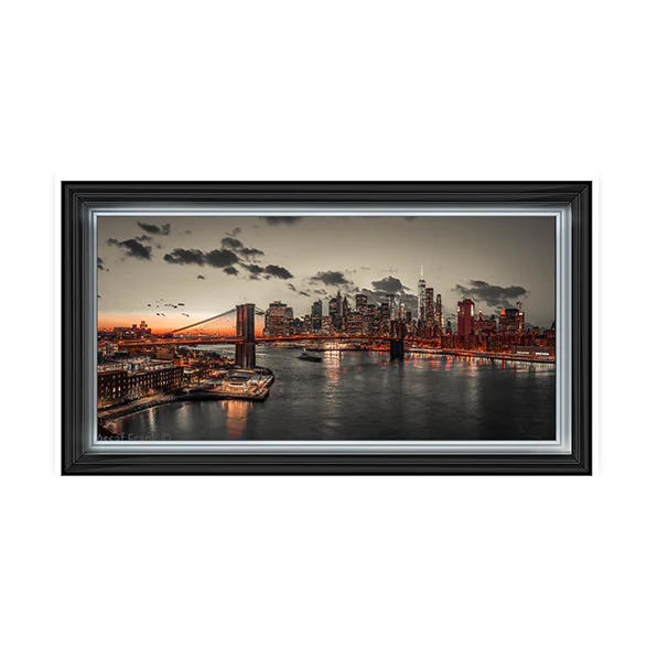 Sunset Evening View Of New York - Framed Picture