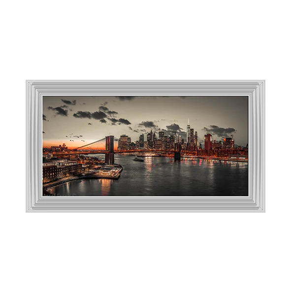 Sunset Evening View Of New York - Framed Picture