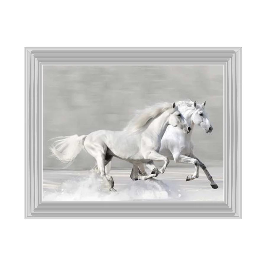 White Horses Galloping - Framed Picture