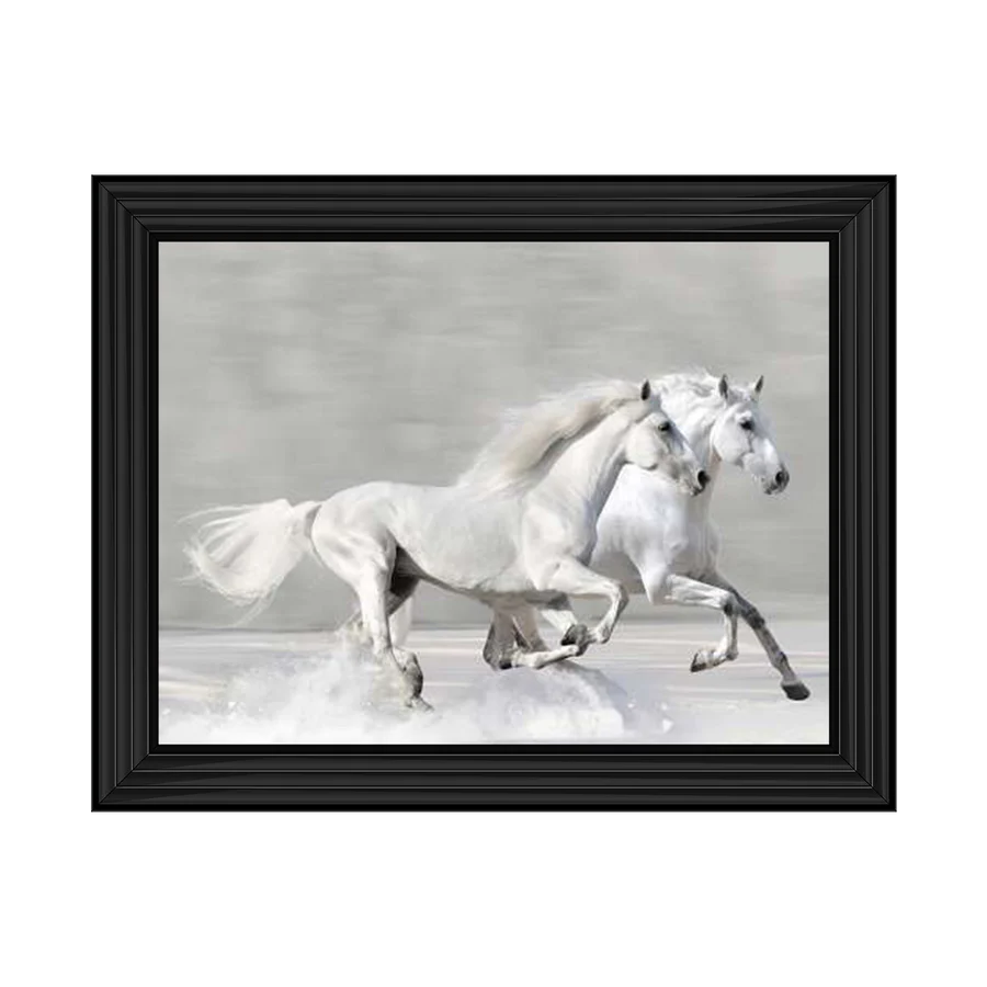 White Horses Galloping - Framed Picture