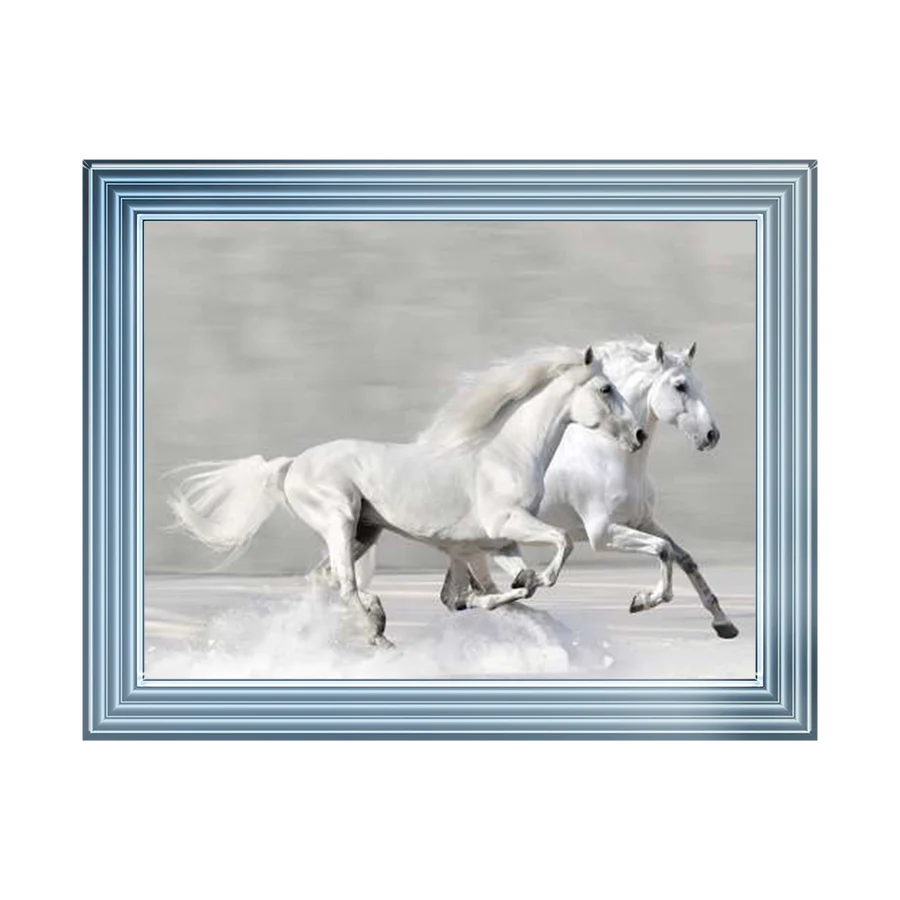 White Horses Galloping - Framed Picture