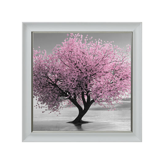 Pink Cherry Blossom Tree - White Framed Picture