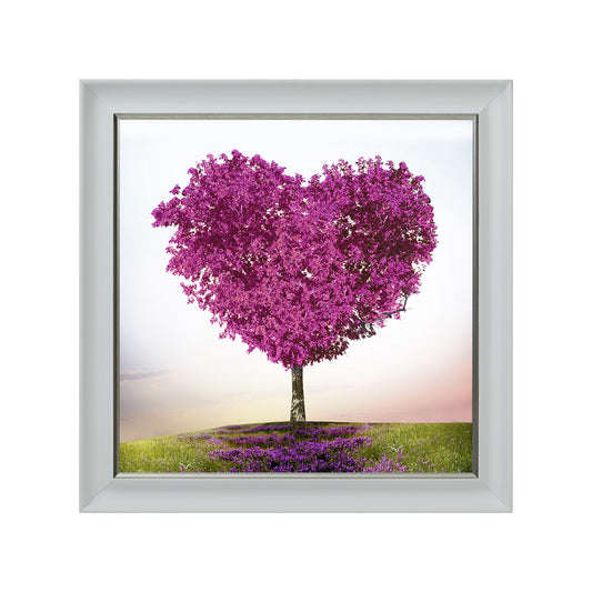 Pink Heart Tree – White Framed Picture