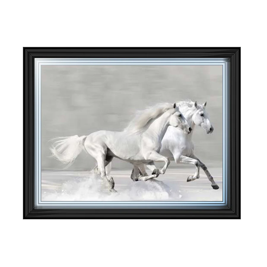 White Horses Galloping - Framed Picture