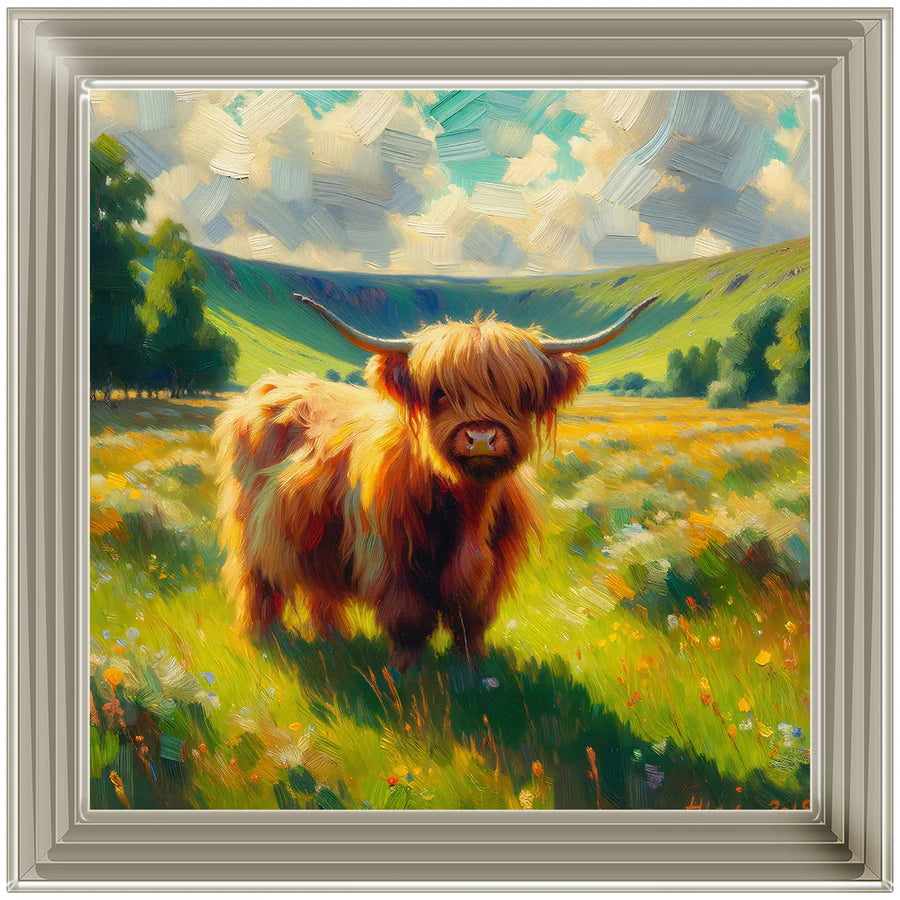 Baby Cow Water Colour Effect - Framed Picture