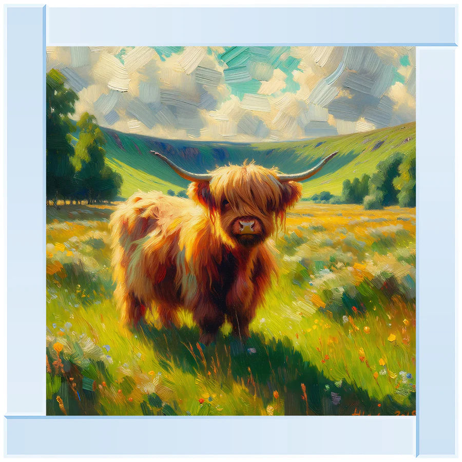 Baby Cow Water Colour Effect - Framed Picture