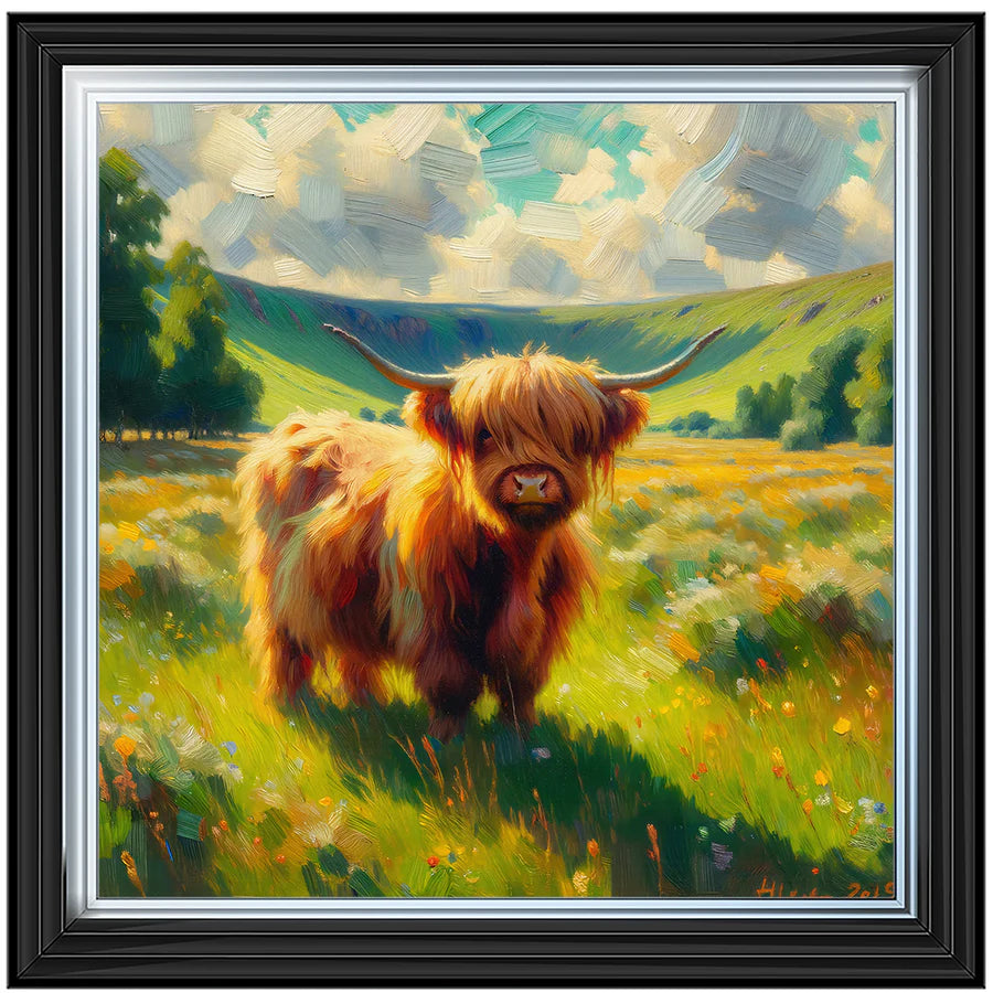 Baby Cow Water Colour Effect - Framed Picture