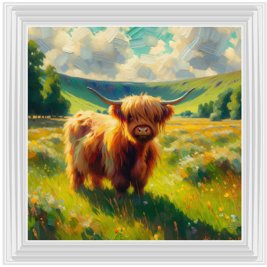 Baby Cow Water Colour Effect - Framed Picture