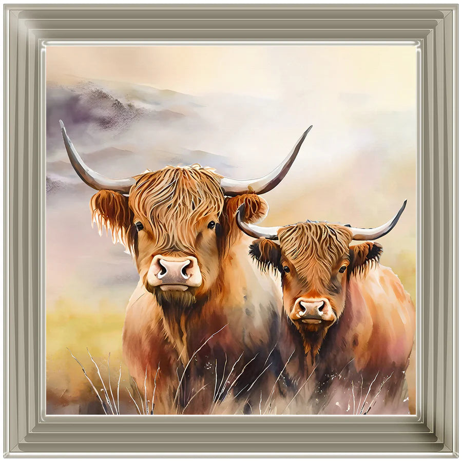 Family Of Highland Cows - Framed Picture