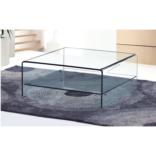 Angola - Coffee Table With Shelf - Clear Glass