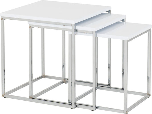 New York – Nest Of 3 Tables – White High Gloss