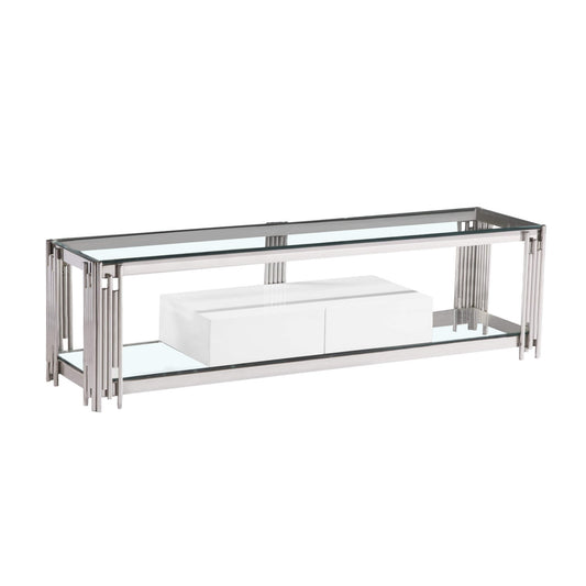 Clerkenwell - Large 2 Drawer TV Unit - Clear Glass