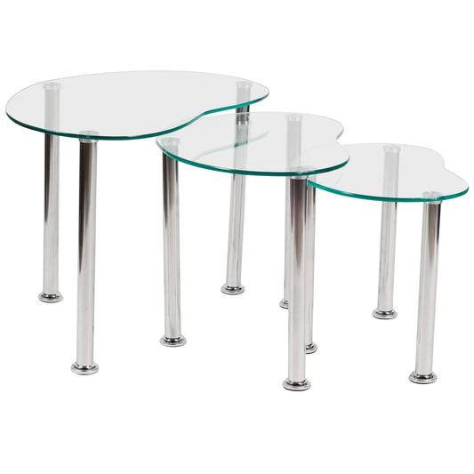 Brooklyn - Nest Of 3 Tables - Clear Glass