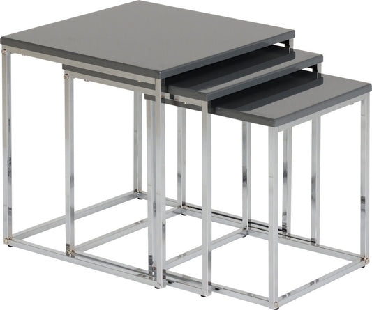 New York – Nest Of 3 Tables – Grey High Gloss