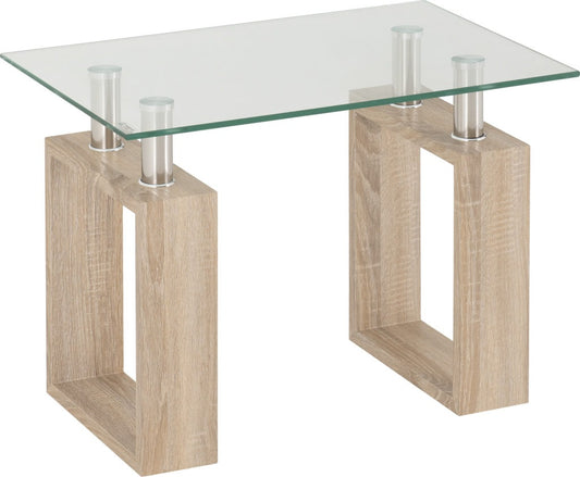 Sheringham – Sonoma Oak & Glass Lamp Table