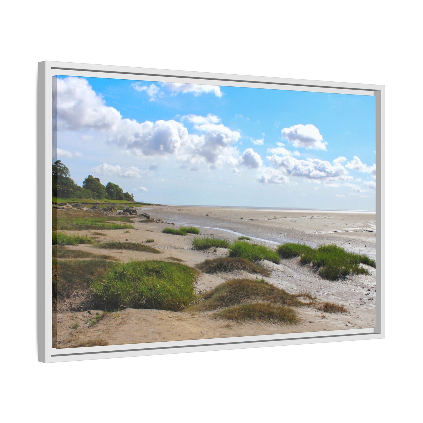 Framed photograph of a large industrial crane with a clear blue sky in the background.