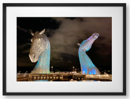 Blue Kelpies At Night - Framed Print