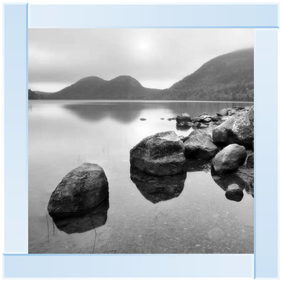Black & White Mirror Lake - Framed Picture