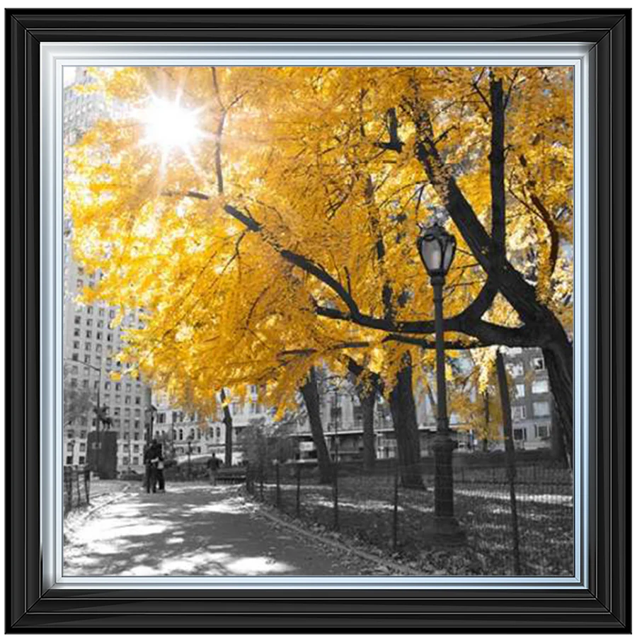 New York Central Park With Yellow Tree – Framed Picture